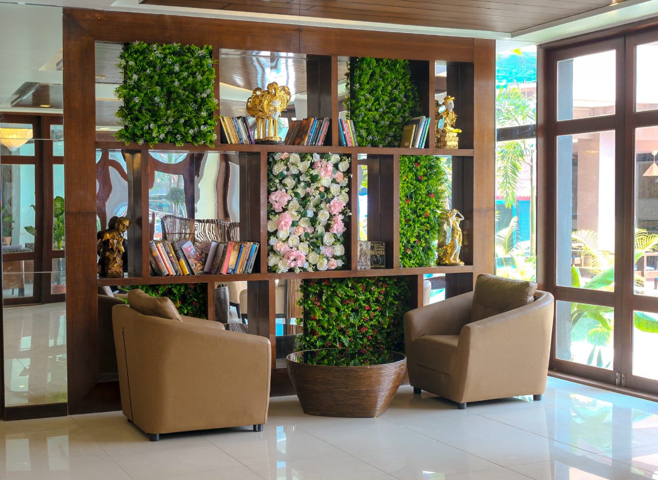 Cozy reading nook in the lobby