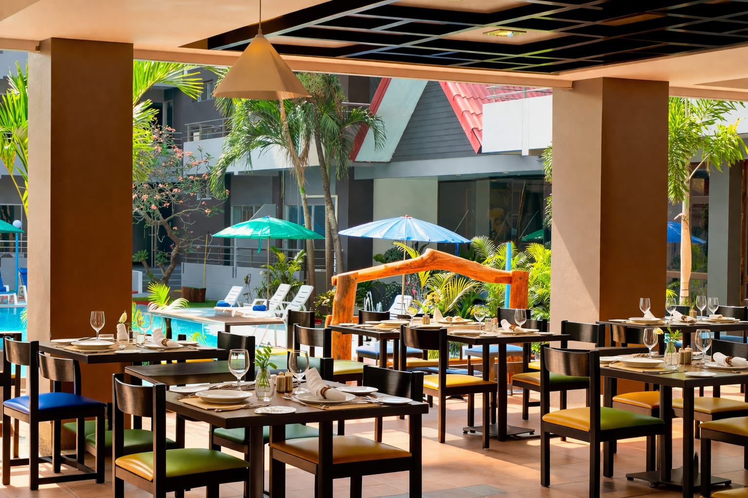 Elegant dinner table setup in the restaurant